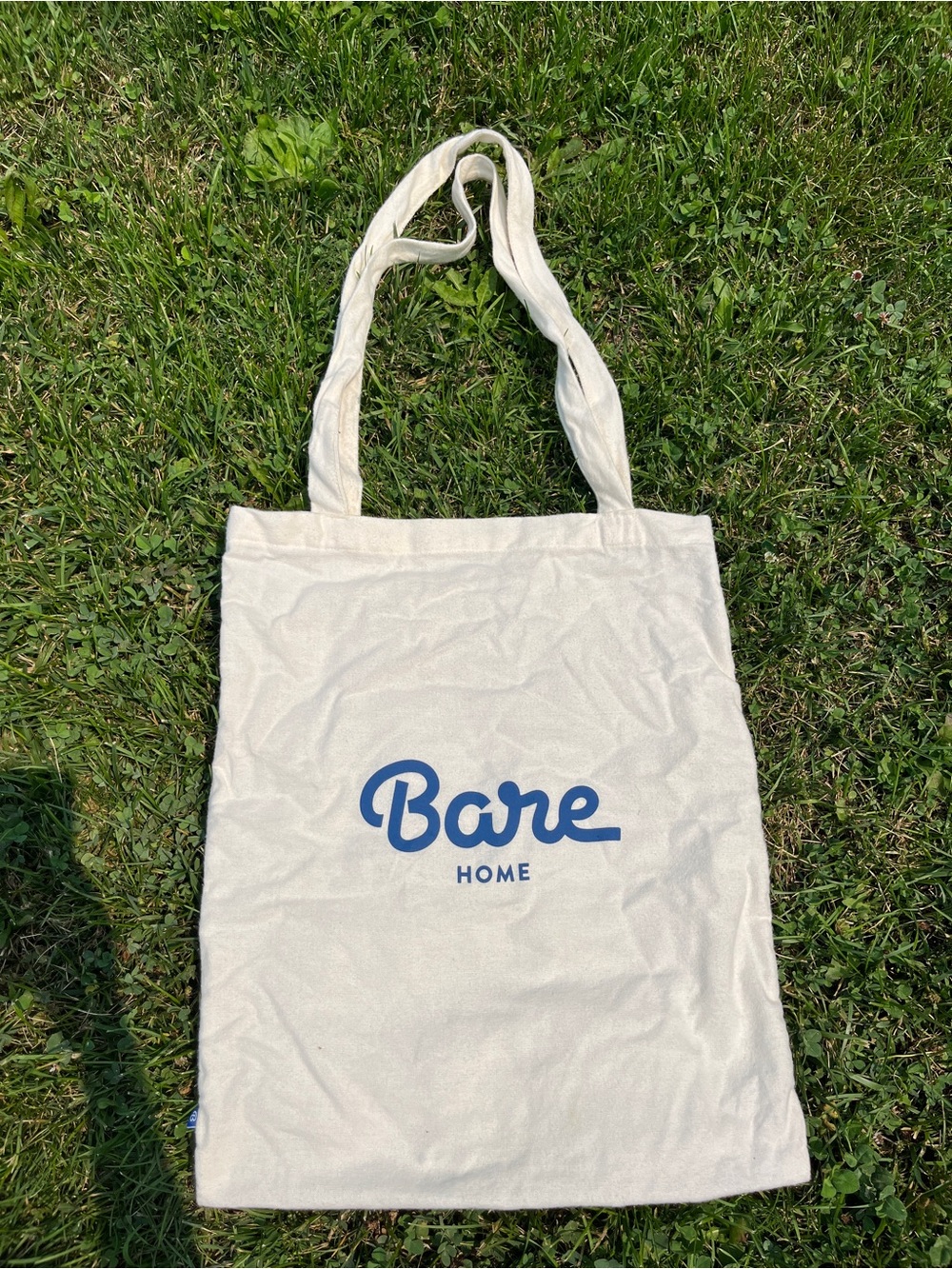 Bare Home Canvas Tote Bag - Cream with Blue Logo
